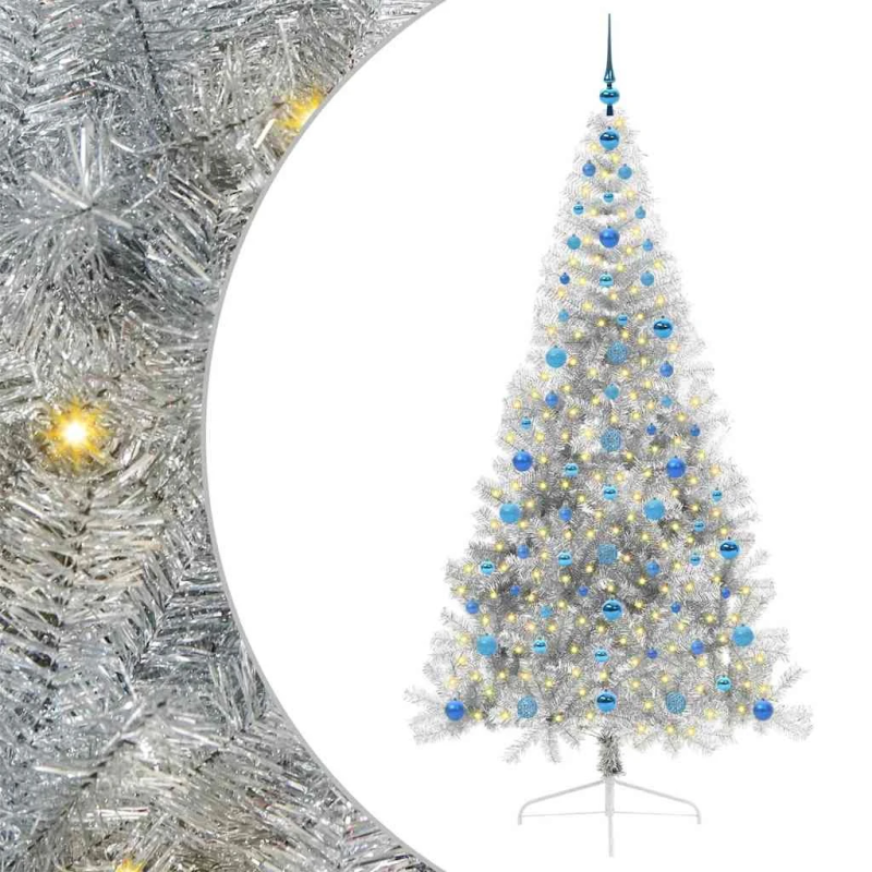 vidaXL Mākslīgais LED Ziemassvētku eglīte Sudraba 210 cm PET