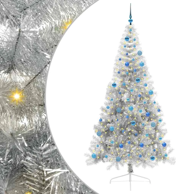 vidaXL Mākslīgais LED Ziemassvētku eglīte Sudraba 240 cm PET