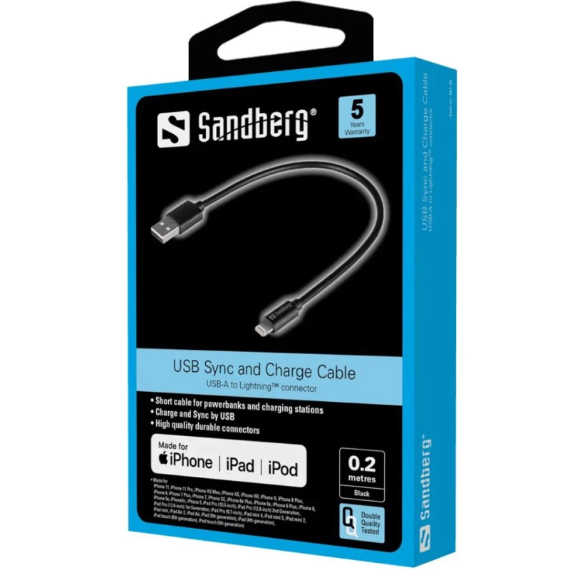 Sandberg 441-40 USB Lightning MFI 0.2m Black