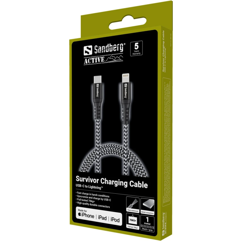 Sandberg 441-55 Survivor USB-C to Lightning 1M