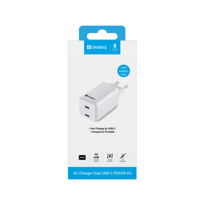 Sandberg 441-56 AC Charger Dual USB-C PD65W EU