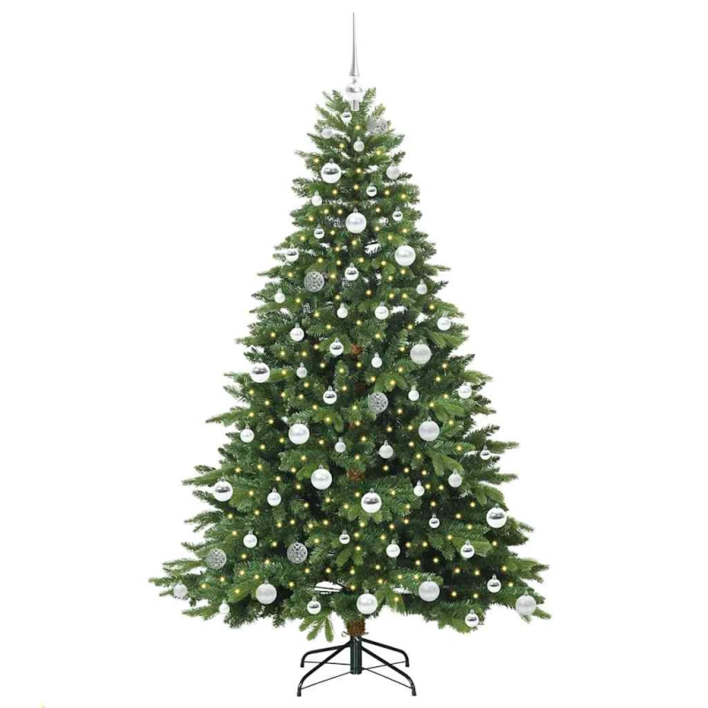 vidaXL Mākslīgā Ziemassvētku eglīte su 300 LED Zaļa 180 cm PE un PVC