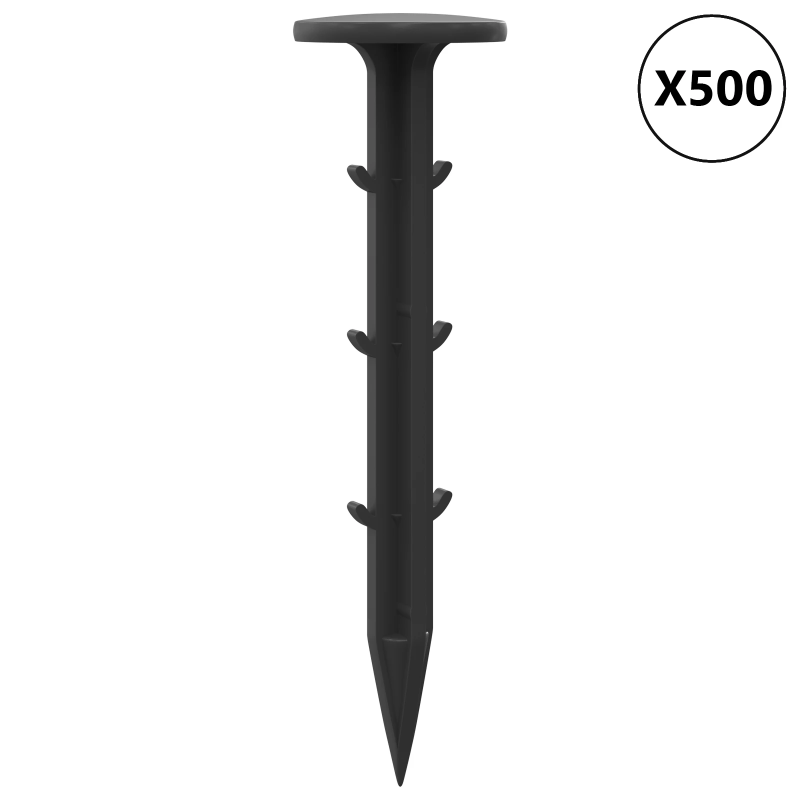 vidaXL Plastmasas tapas 500 pcs Melna DIA3 x 11 cm Plastmasa