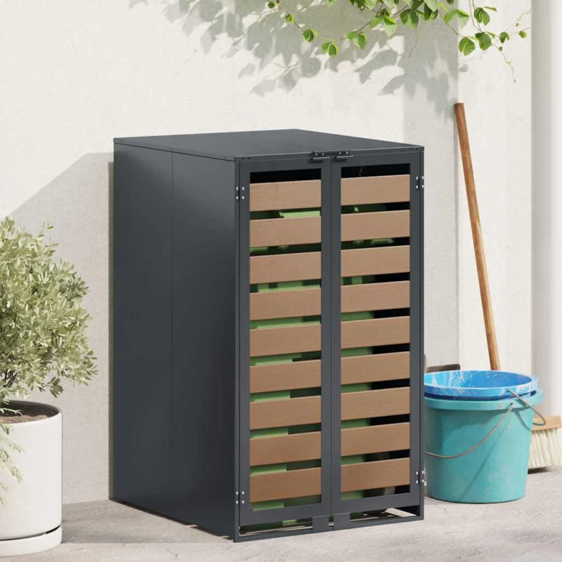 vidaXL Riteņu konteinera uzglabāšana ar gāzes pacelšanas vāku 240L konteineram