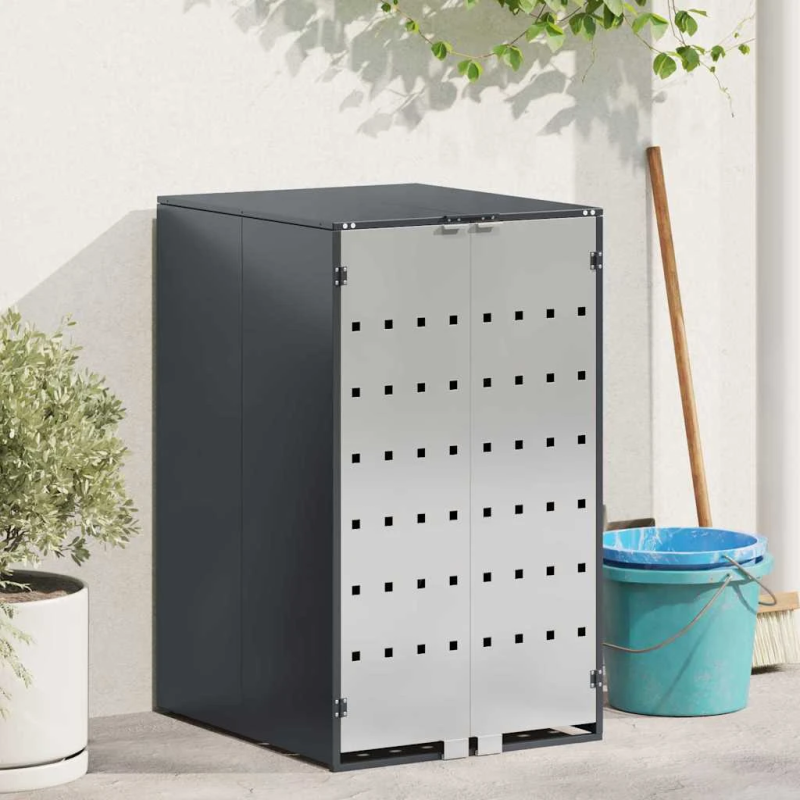 vidaXL Riteņu konteinera uzglabāšana ar gāzes pacelšanas vāku 240L konteineram