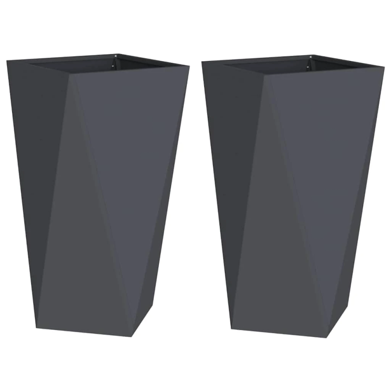 vidaXL Puķu kaste 2 pcs Antracīts 40 x 40 x 75 cm Tērauds