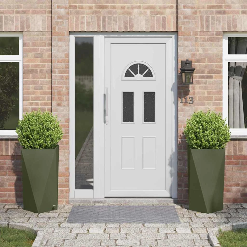 vidaXL Puķu kaste 2 pcs Olīvu zaļš 40 x 40 x 75 cm Tērauds