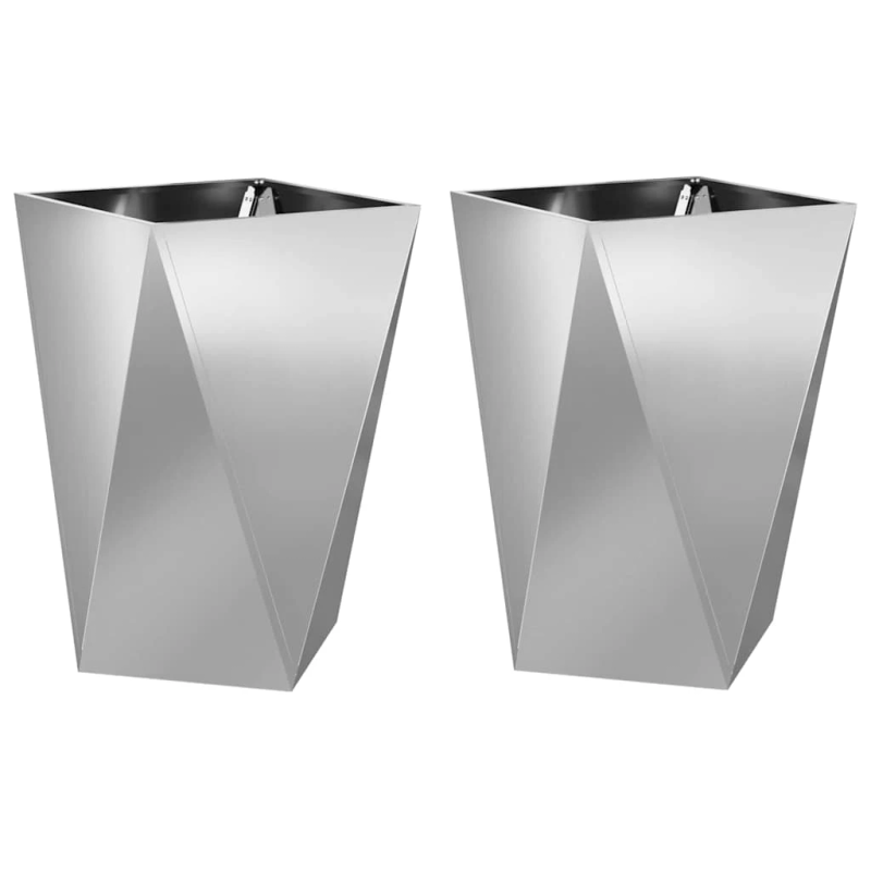 vidaXL Puķu kaste 2 pcs Sudraba 50 x 50 x 75 cm Cinkots tērauds