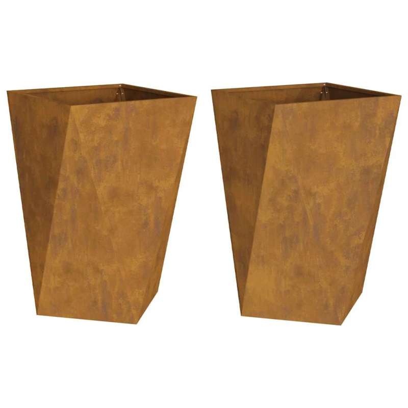 vidaXL Puķu kaste 2 pcs Rūsa 50 x 50 x 75 cm Novecināts tērauds