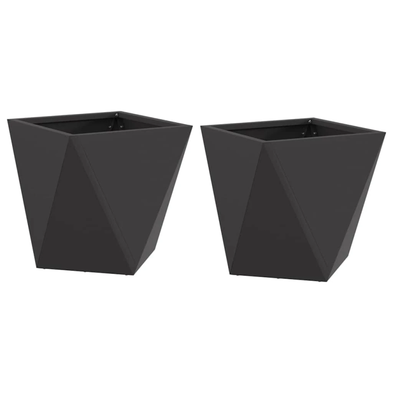 vidaXL Puķu kaste 2 pcs Melna 30 x 30 x 30 cm Tērauds