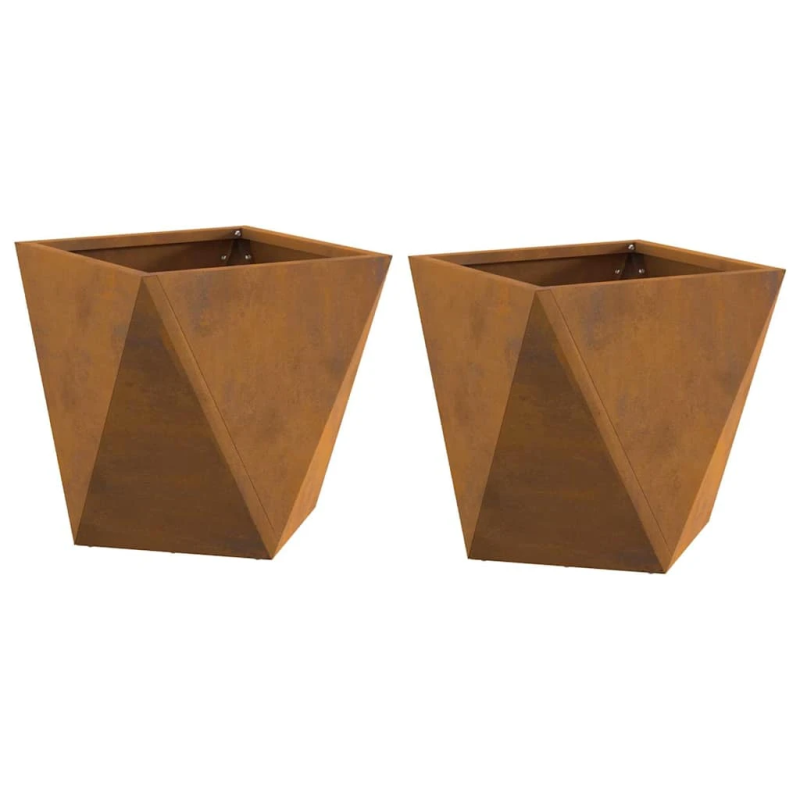 vidaXL Puķu kaste 2 pcs Rūsa 30 x 30 x 30 cm Novecināts tērauds