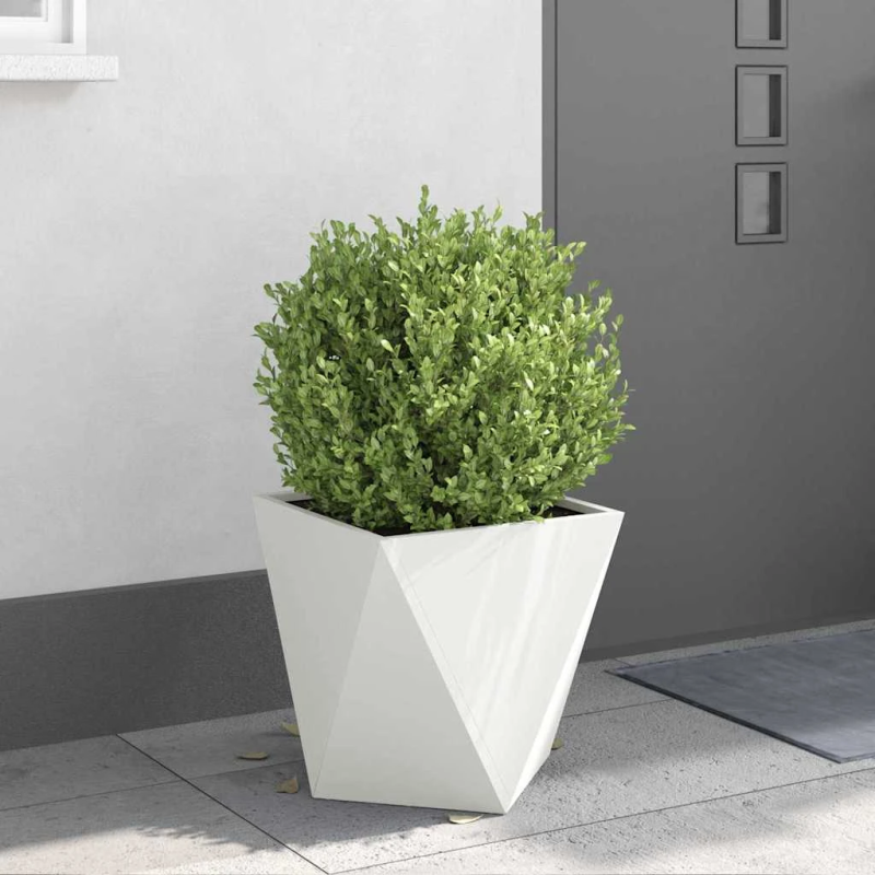 vidaXL Puķu kaste 2 pcs Balts 40 x 40 x 40 cm Tērauds