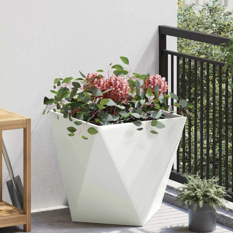 vidaXL Puķu kaste Balts 50 x 50 x 50 cm Tērauds