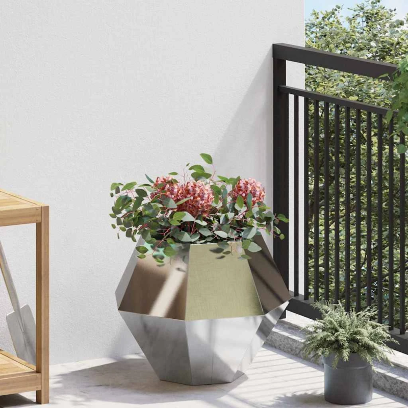vidaXL Puķu kaste Sudraba 50 x 50 x 40 cm Nerūsējošs tērauds