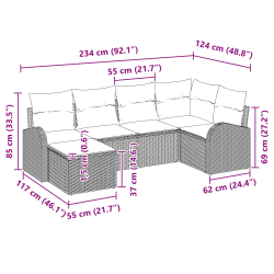 vidaXL Dīvānu komplekts ar spilvenu 6 pcs Melns un balts poliratāns