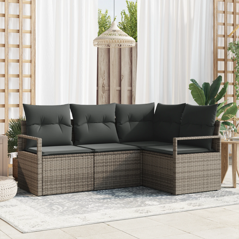 vidaXL Dīvānu komplekts ar spilvenu 4 pcs Pelēka poliratāns