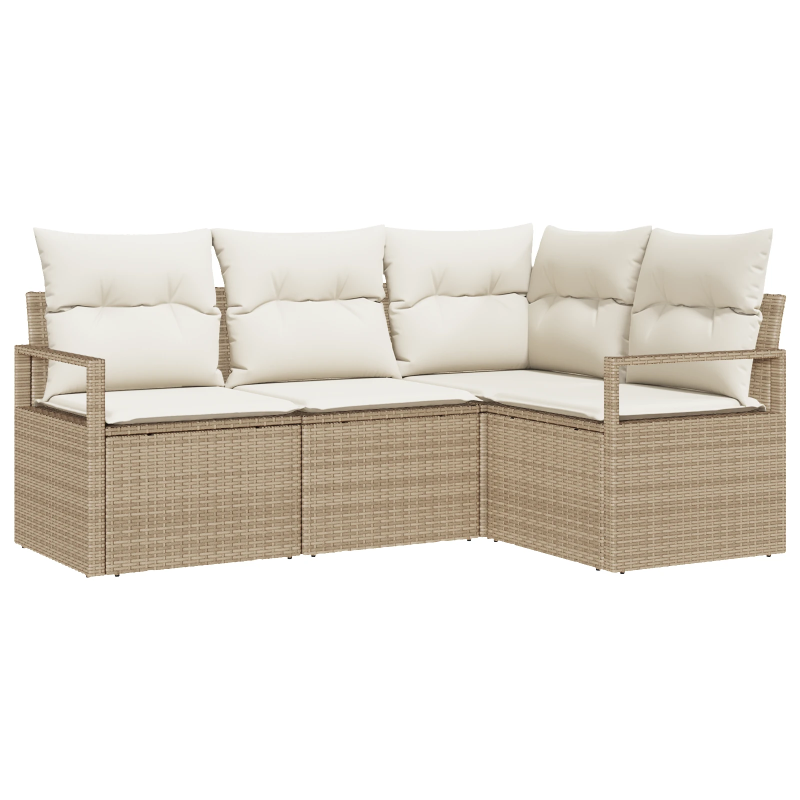 vidaXL Dārza dīvānu komplekts ar spilvenu 4 pcs Bēšs un krēms