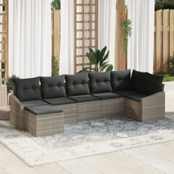 vidaXL Dārza dīvānu komplekts 7 pcs Gaiši pelēks poliratāns