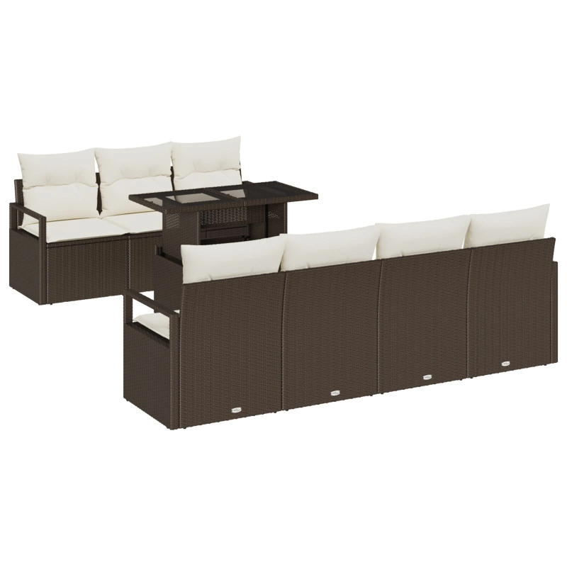 vidaXL Dārza dīvānu komplekts 8 pcs Brūna Poliūtu rotangpalma