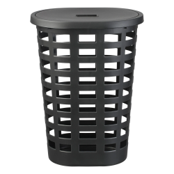 Veļas grozs Boston 54L ovāls ar vāku, melns