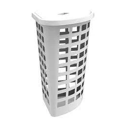 Veļas grozs Boston 54L stūra ar vāku, balts