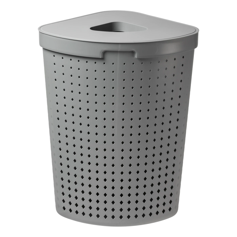 Veļas grozs Seoul stūra ar vāku, pelēks