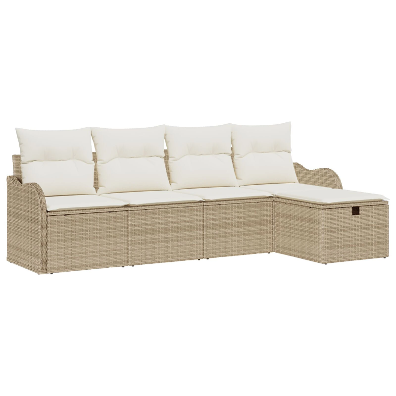 vidaXL Dārza dīvānu komplekts 5 pcs Bēšs un krēms poliratāns