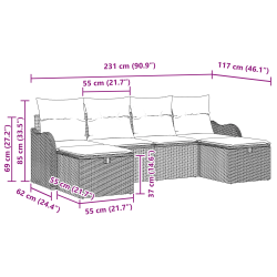vidaXL Dīvānu komplekts 6 pcs Melns un Krēmkrāsa poliratāns