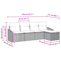 vidaXL Dīvānu komplekts ar spilvenu 5 pcs Bēša poliratāns