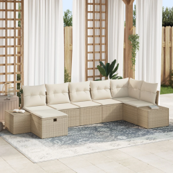 vidaXL Dārza dīvānu komplekts ar spilvenu 7 pcs Bēša poliratāns