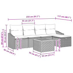 vidaXL Dārza dīvānu komplekts ar spilvenu 6 pcs Bēša poliratāns