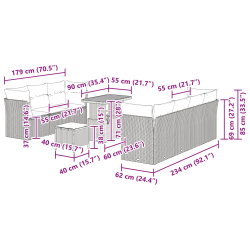 vidaXL Dārza dīvānu komplekts 10 pcs Melna poliratāns