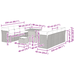 vidaXL Dārza dīvānu komplekts 11 pcs Melna poliratāns