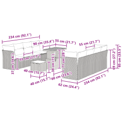 vidaXL Dārza dīvānu komplekts 11 pcs Melna poliratāns
