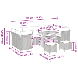 vidaXL Dārza dīvānu komplekts 10 pcs Melna poliratāns