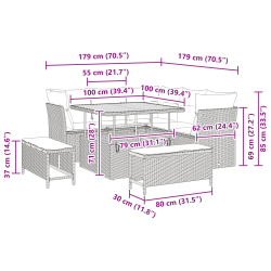 vidaXL Dārza dīvānu komplekts 8 pcs Melna poliratāns