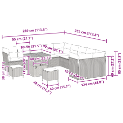 vidaXL Dārza dīvānu komplekts 13 pcs Bēša poliratāns
