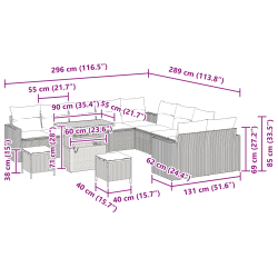 vidaXL Dārza dīvānu komplekts 13 pcs Melna poliratāns