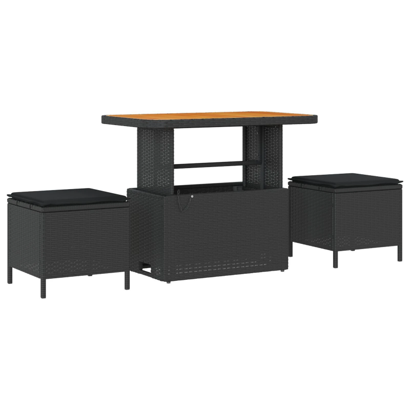 vidaXL Dārza dīvānu komplekts ar spilvenu 8 pcs Melna poliratāns