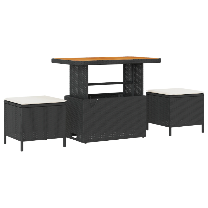 vidaXL Dārza dīvānu komplekts ar spilvenu 12 pcs Melna poliratāns