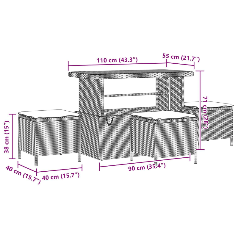 vidaXL Dārza dīvānu komplekts 12 pcs Melna Poliūtu rotangpalma