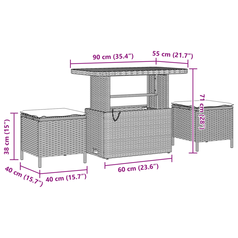 vidaXL Dārza dīvānu komplekts 12 pcs bēša un krēmkrāsa 90 x 55 x 71 cm