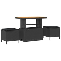 vidaXL Dārza dīvānu komplekts ar spilvenu 9 pcs Melna 90 x 55 x 71 cm