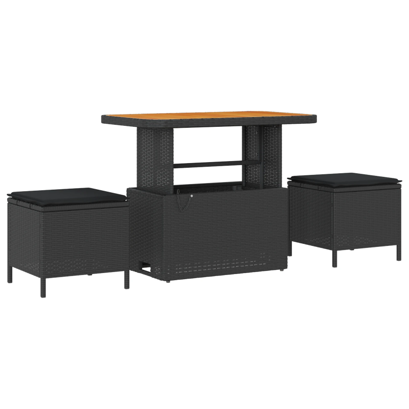 vidaXL Dārza dīvānu komplekts ar spilvenu 9 pcs Melna 90 x 55 x 71 cm