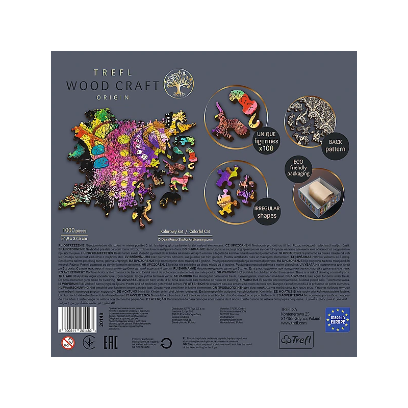 TREFL Koka puzle - Krāsains kaķis, 1000gb