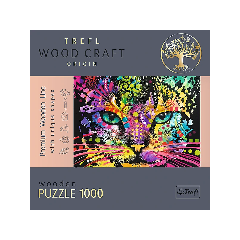 TREFL Koka puzle - Krāsains kaķis, 1000gb