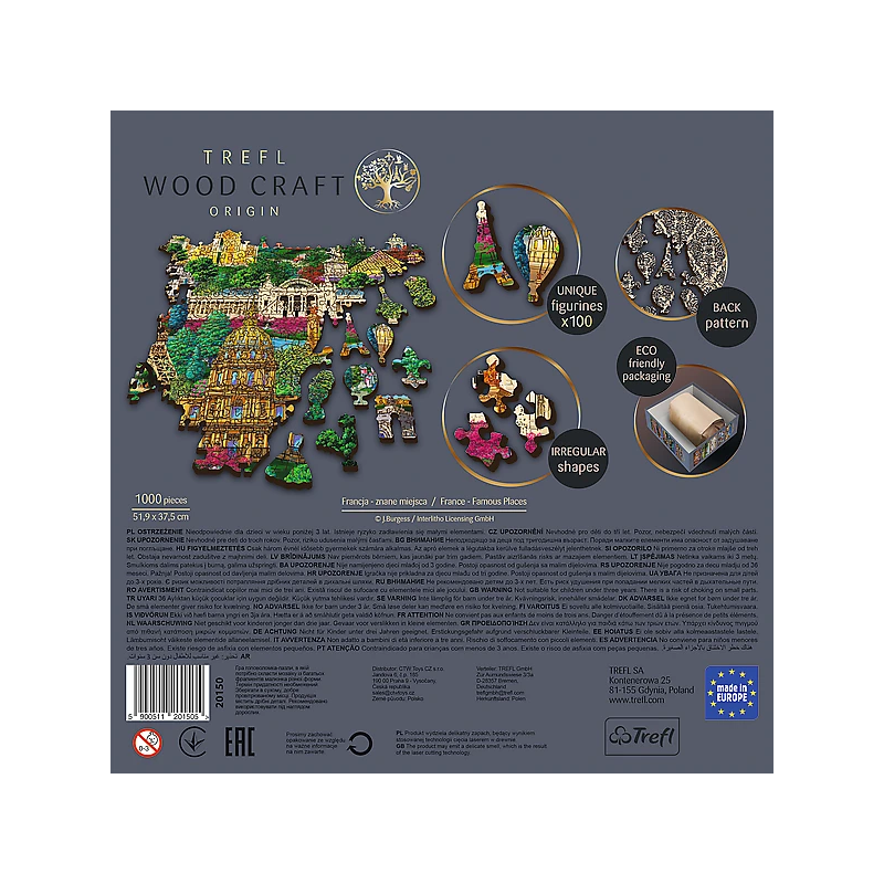 TREFL Koka puzle - Francijas slavenās vietas, 1000gb