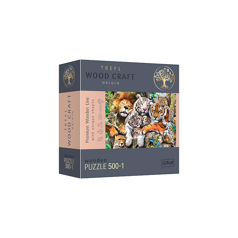 TREFL Koka puzle - Savvaļas kaķi džungļos, 500gb