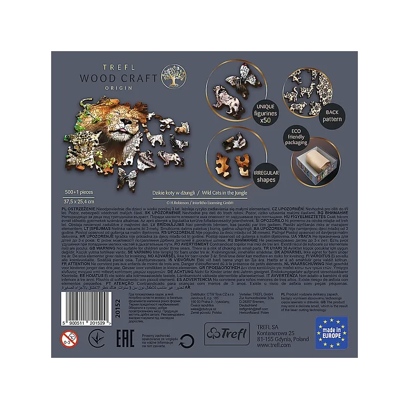 TREFL Koka puzle - Savvaļas kaķi džungļos, 500gb
