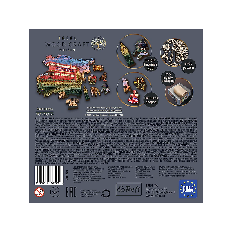 TREFL Koka puzle - Vestminsteras pils, Big Bens, Londona, 500gb